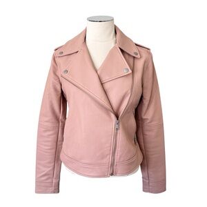 LOFT Faux Leather Moto Jacket Blush Pink Sz M
